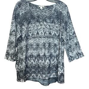 World Unity sweater pullover lace trim lining black gray lightweight size 2XL